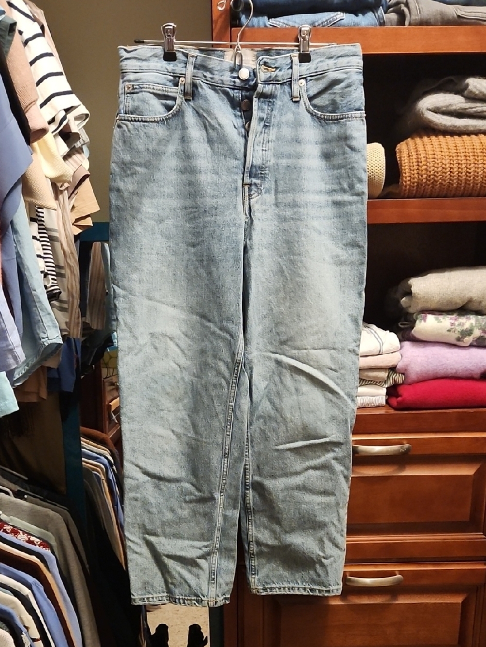 Everlane The 90's Cheeky Button Fly Crop Light Blue Jeans, Size 29 Regular - Picture 2 of 9